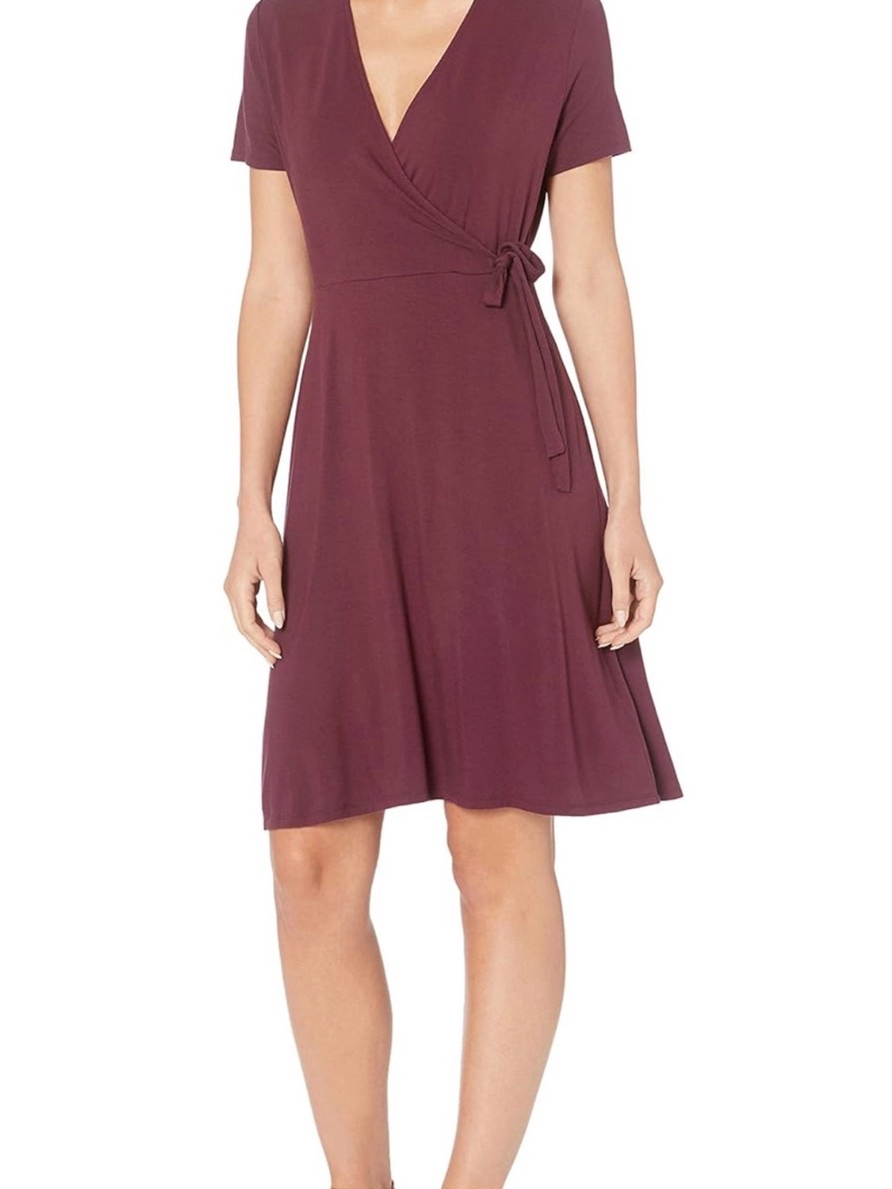 Amazon Essentials Midi Wrap Dress in Burgundy